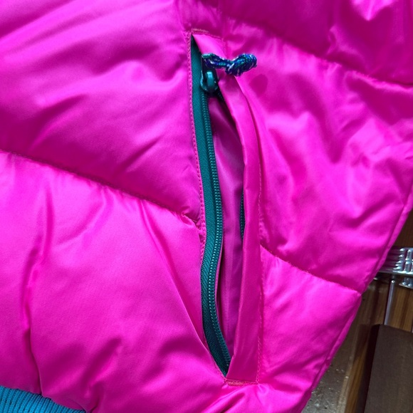 Bold Pink Puffer Jacket with Blue and Green Details - Picture 6 of 14